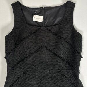 LAFAYETTE 148 New York, NWT BLACK TWEED DRESS Cotton Linen CEO Boss Babe 8 Holts